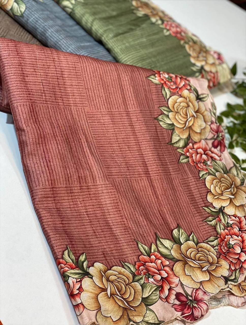 Beautiful Designer Soft Tussar Silk Saree