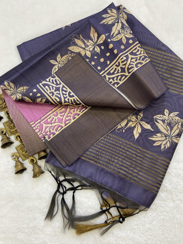 Beautiful Designer Soft Tussar Silk Saree