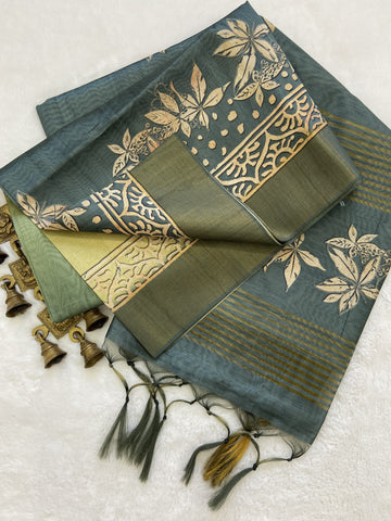 Beautiful Designer Soft Tussar Silk Saree