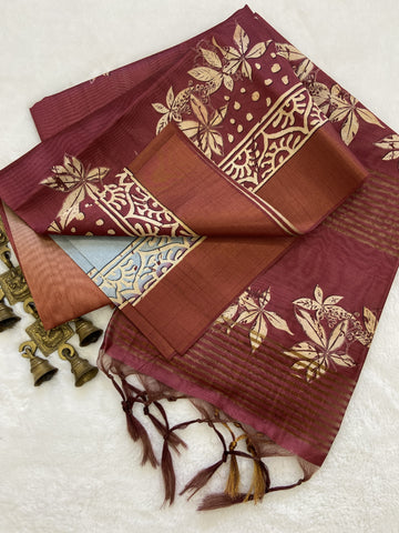 Beautiful Designer Soft Tussar Silk Saree