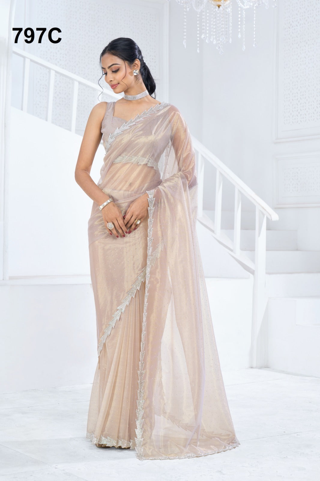 Beautiful Designer Mehek Twirll Soft Organza Swroski In All Over Saree