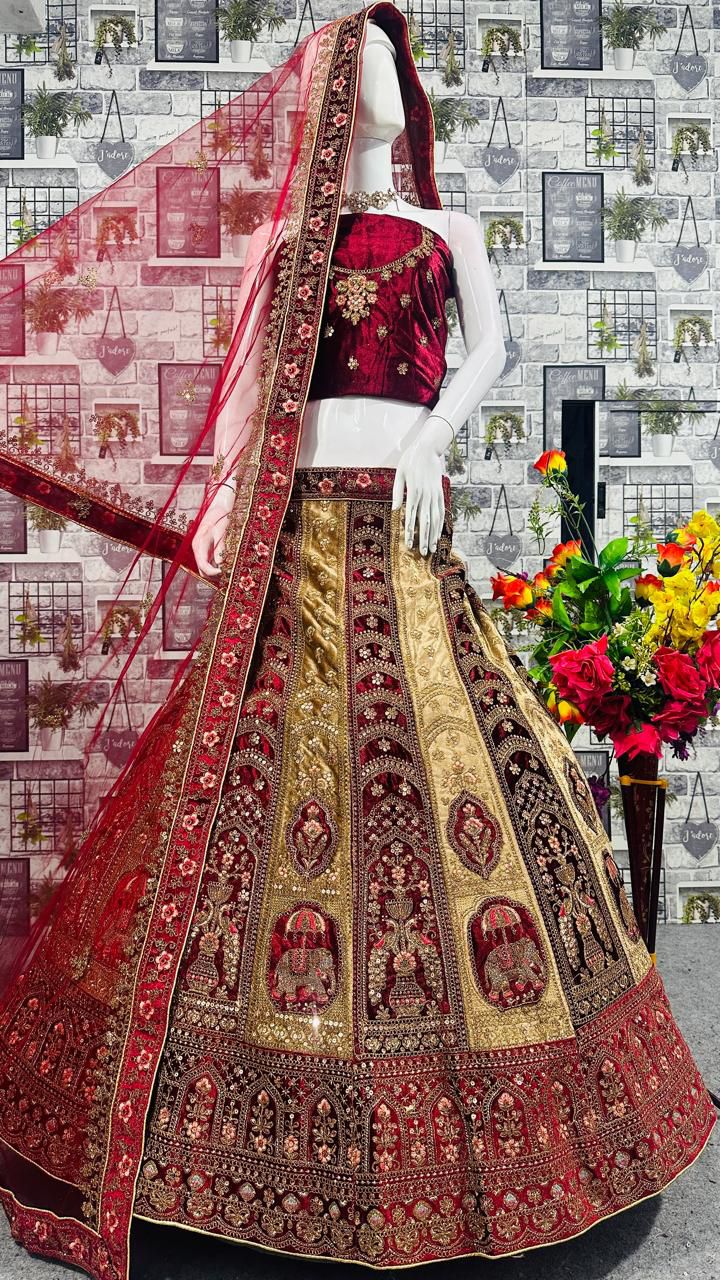 Wedding Designer Bridal Velvet Lehenga Choli