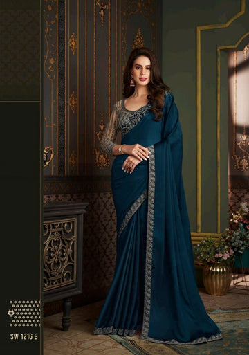 Beautiful Designer Party Wear Soft Glass Silk Saree