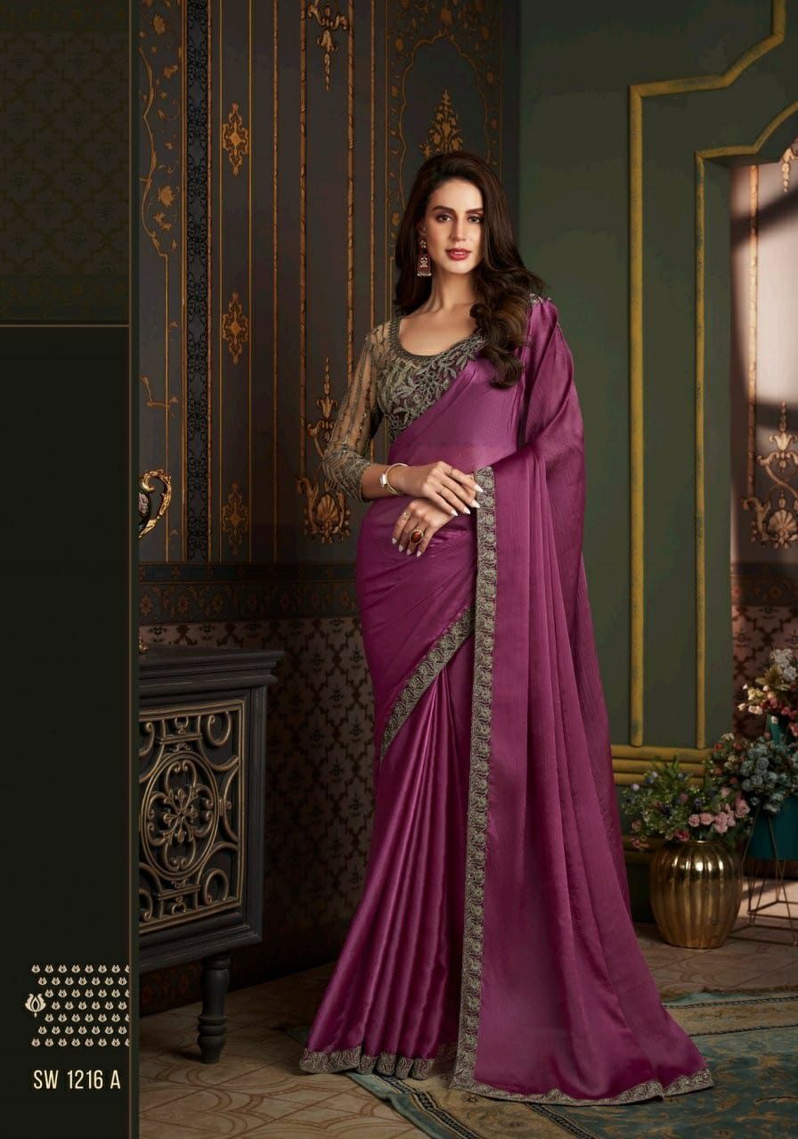 Beautiful Designer Party Wear Soft Glass Silk Saree