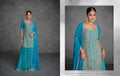 Blue Georgette Sharara Suit with Embroidery Dupatta