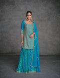 Blue Georgette Sharara Suit with Embroidery Dupatta