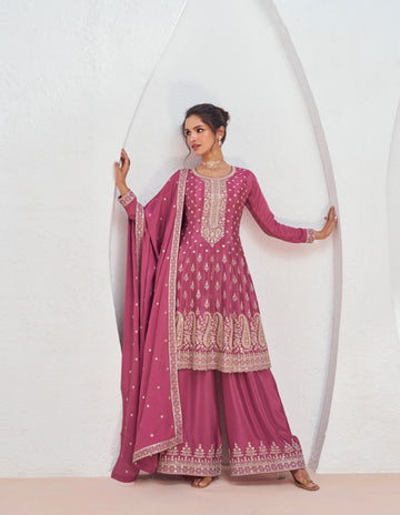 Designer Occasion Wear Latest Premium Chinnon Silk Anarkali Style Salwar Suit