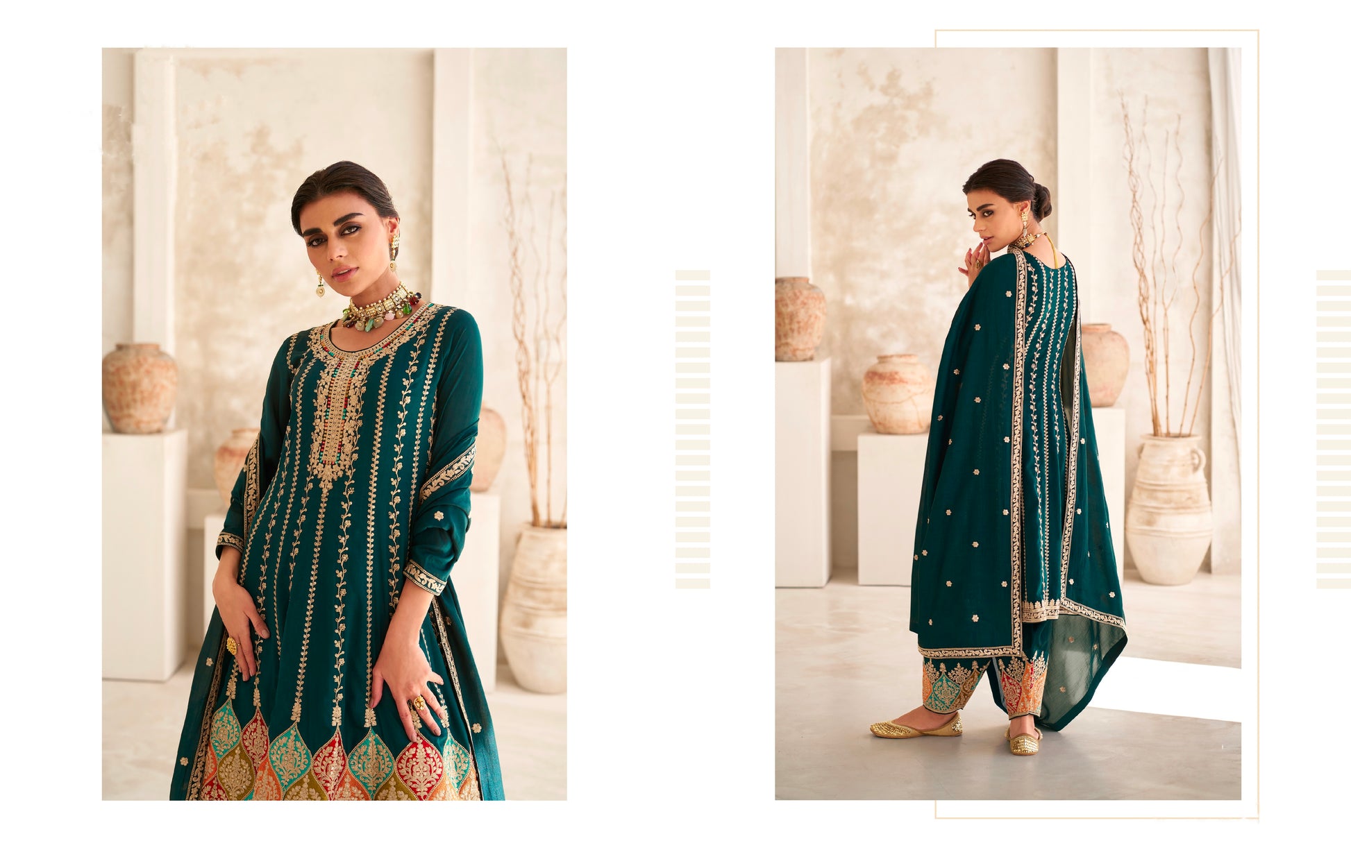 Green Premium Silk Anarkali Suit with Embroidered Dupatta