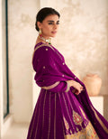 Purple Premium Silk Anarkali Suit with Embroidered Dupatta.