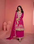 Red Wedding Anarkali Suit with Gold Embroidery and Silk Dupatta