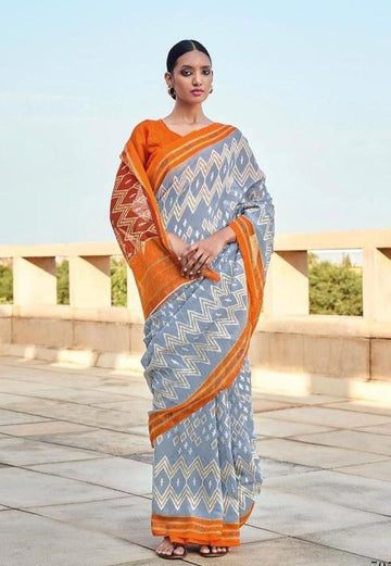 Beautiful Designer Party Wear Plain Linen Saree