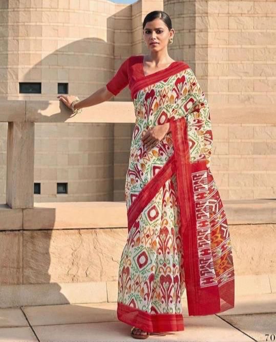 Beautiful Designer Party Wear Plain Linen Saree