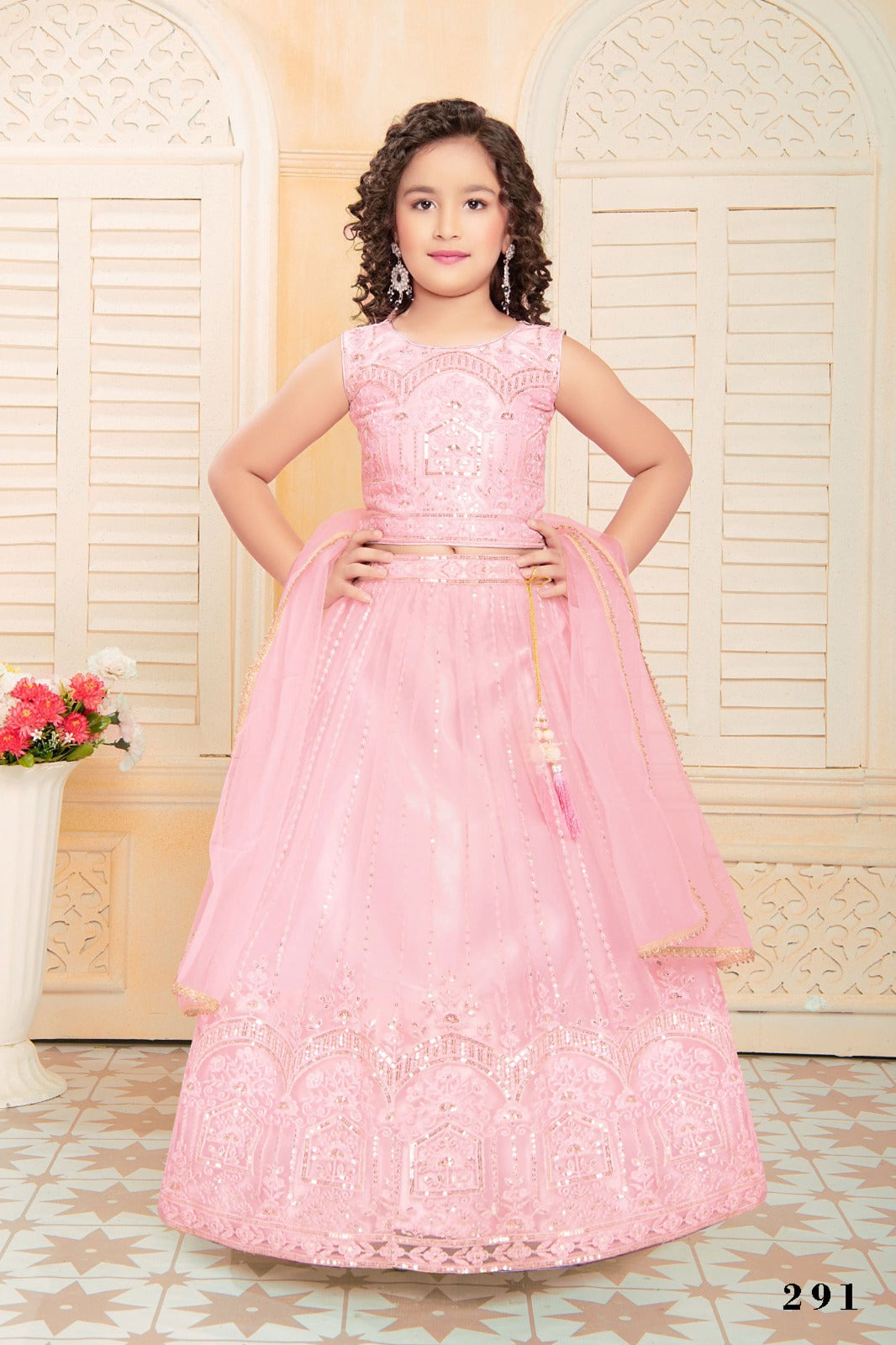 Beautiful Designer Party Wear Kid s Soft Net Plazo Dress