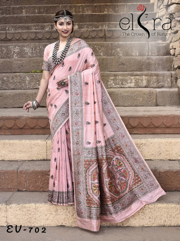 Beautiful Designer Pure Tussar Silk Madhubani Work Saree