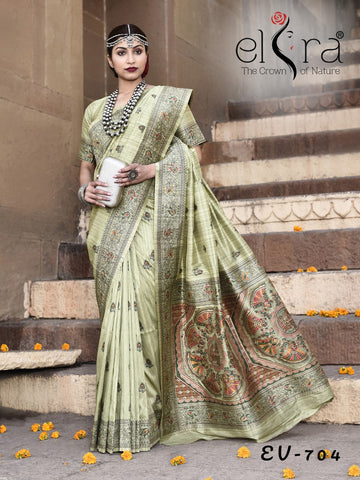 Beautiful Designer Pure Tussar Silk Madhubani Work Saree