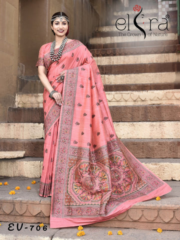 Beautiful Designer Pure Tussar Silk Madhubani Work Saree