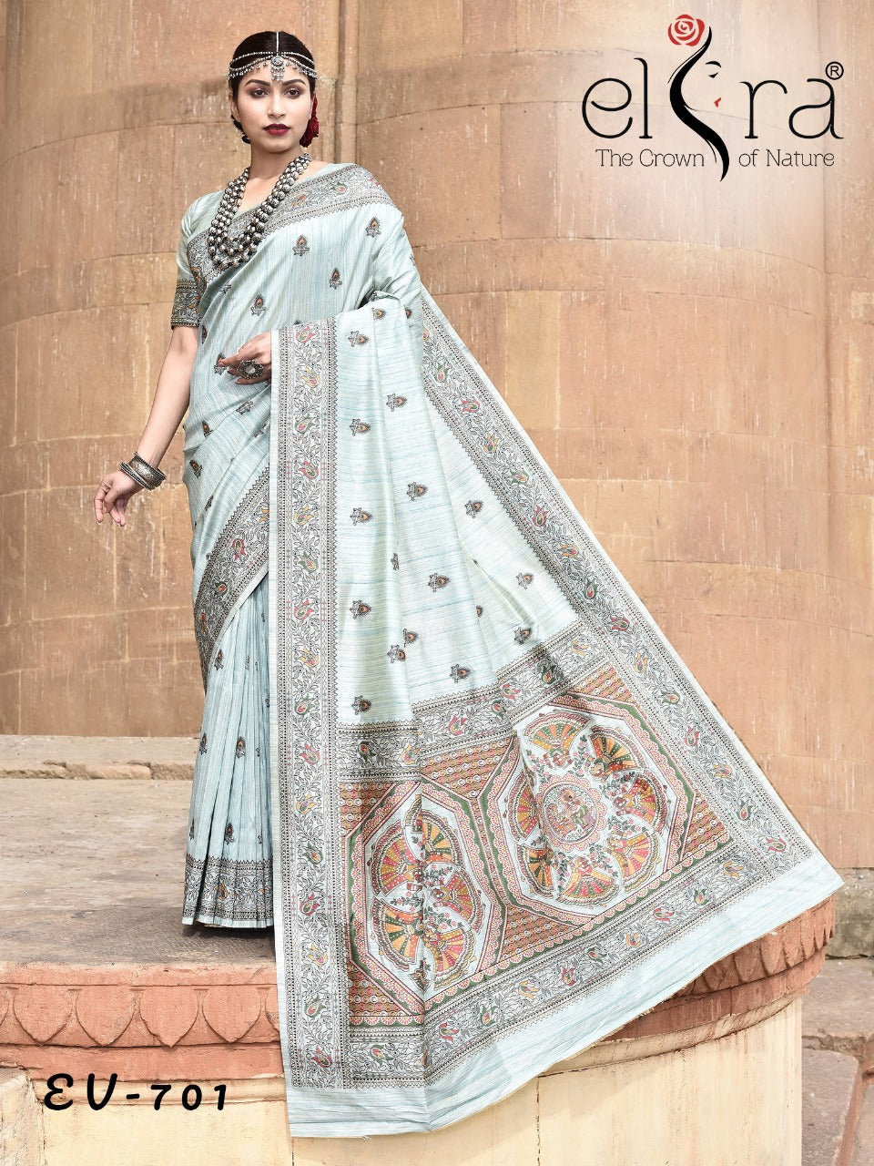 Beautiful Designer Pure Tussar Silk Madhubani Work Saree