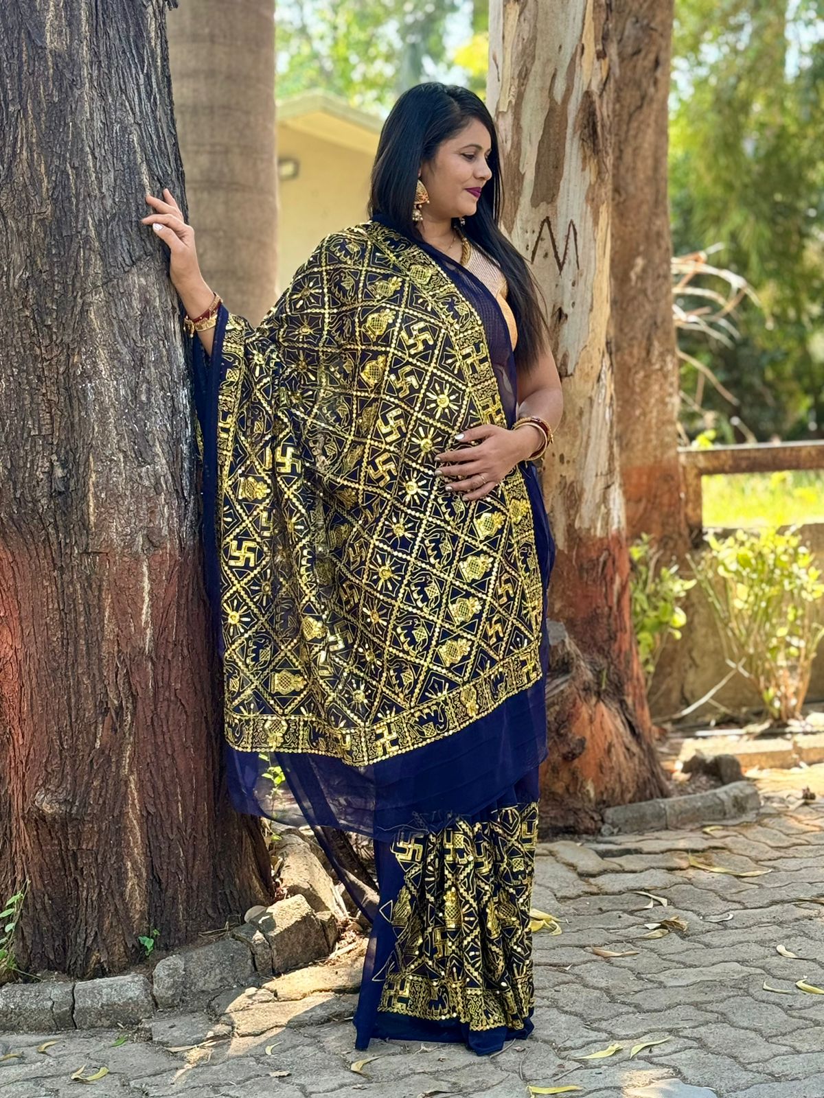 Beautiful Designer Pure Georgette Gharchola Bandhej Saree