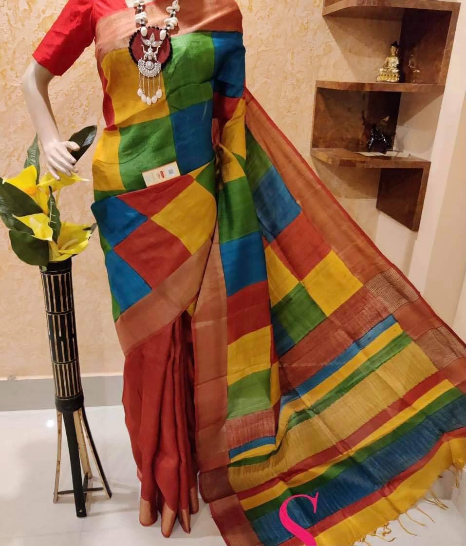 Beautiful Designer Party Wear Plain Linen Saree