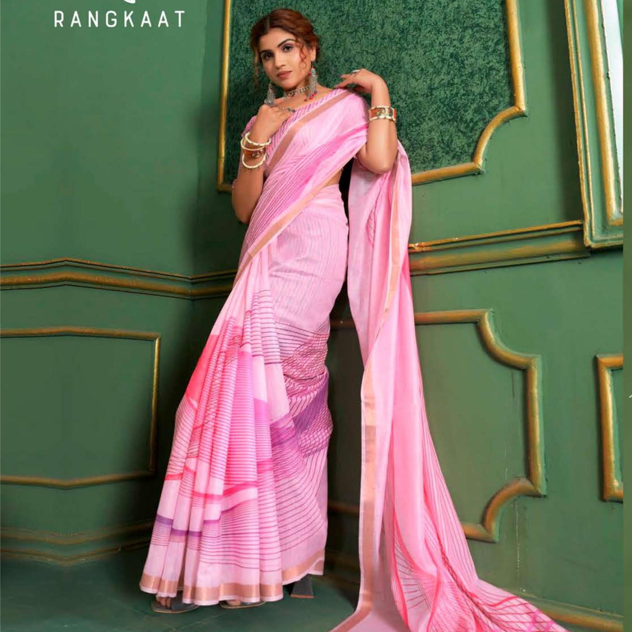 Beautiful Designer Soft Rangkaat Chanderi Cotton Saree