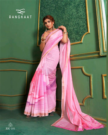 Beautiful Designer Soft Rangkaat Chanderi Cotton Saree