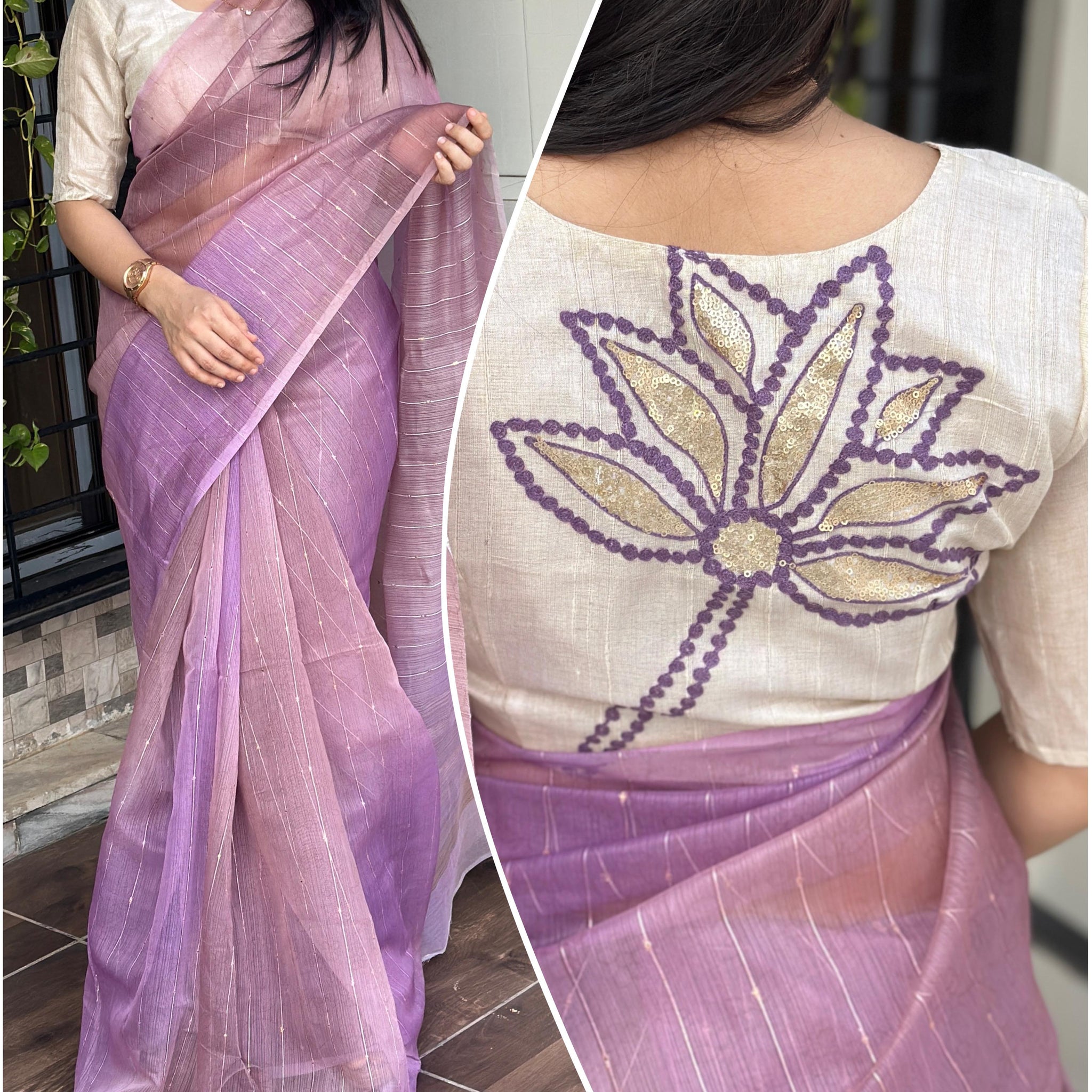 Beautiful Designer Soft Lurex Linen Organza Saree