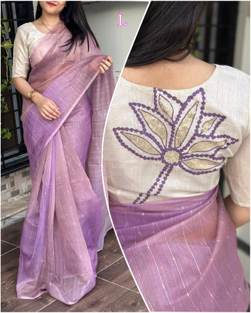 Beautiful Designer Soft Lurex Linen Organza Saree