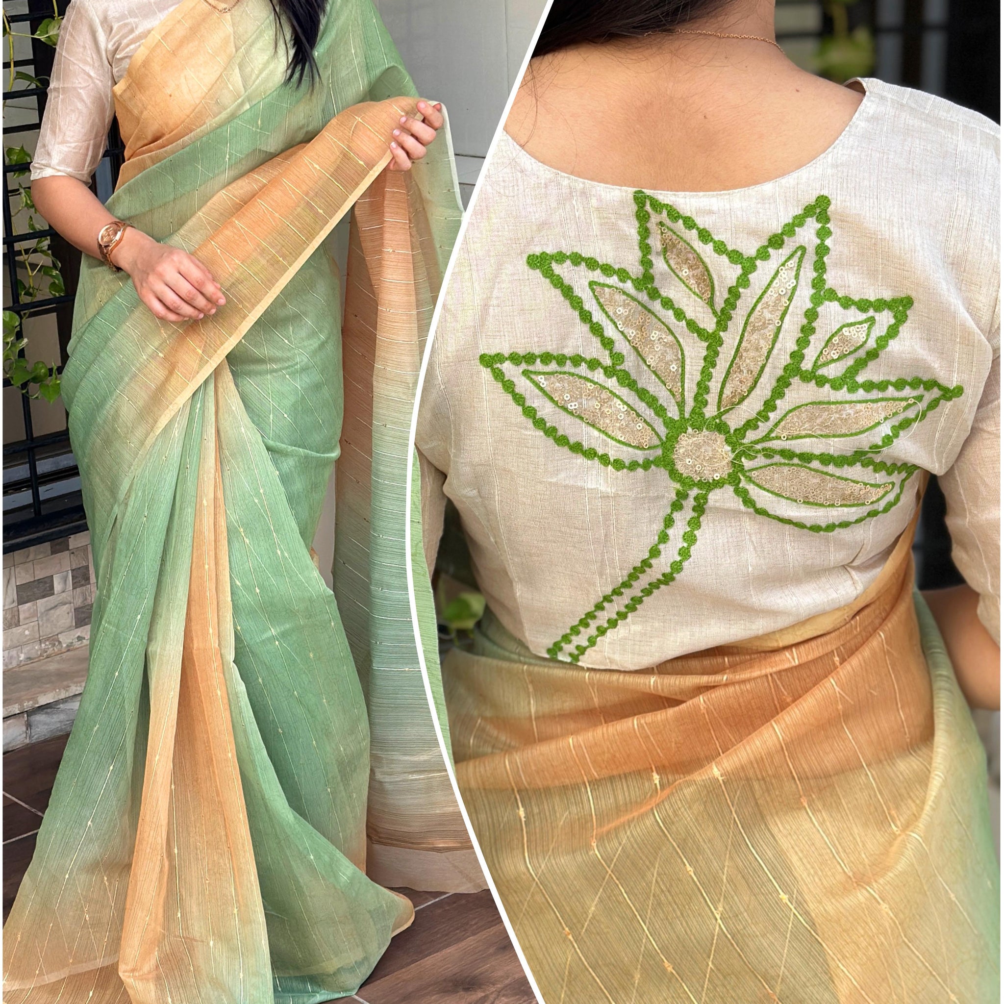 Beautiful Designer Soft Lurex Linen Organza Saree