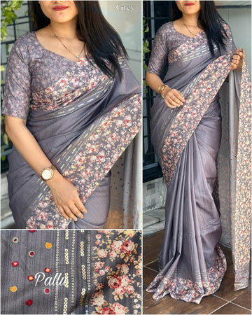 Beautiful Designer Soft Tusser Cotton Saree