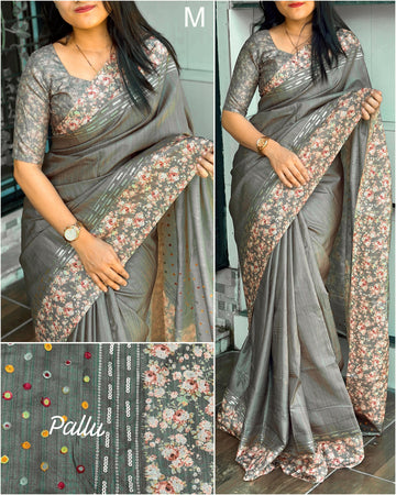 Beautiful Designer Soft Tusser Cotton Saree