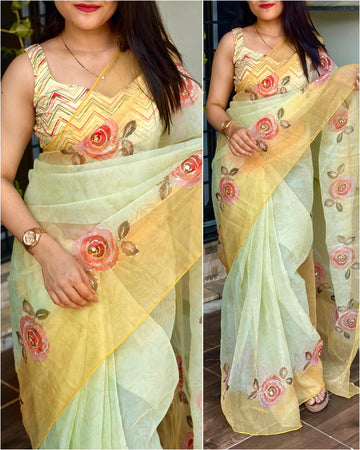 Beautiful Designer Jiyana Soft Cotton Silk Saree