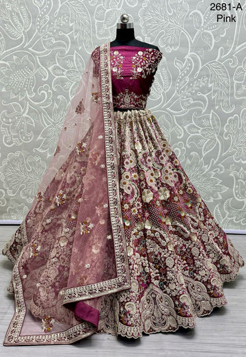 Beautiful Designer Bridal Heavy Velvet With Sequence Lehenga Choli