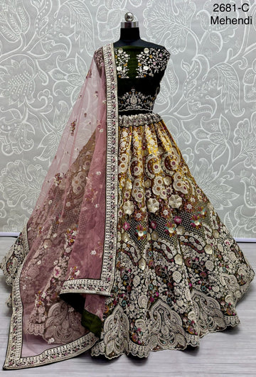 Beautiful Designer Bridal Heavy Velvet With Sequence Lehenga Choli