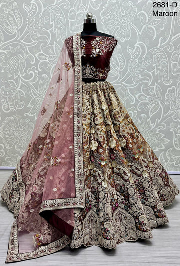 Beautiful Designer Bridal Heavy Velvet With Sequence Lehenga Choli