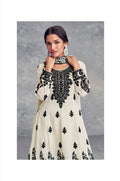 White Real Chinon Palazzo Suit with Dupatta