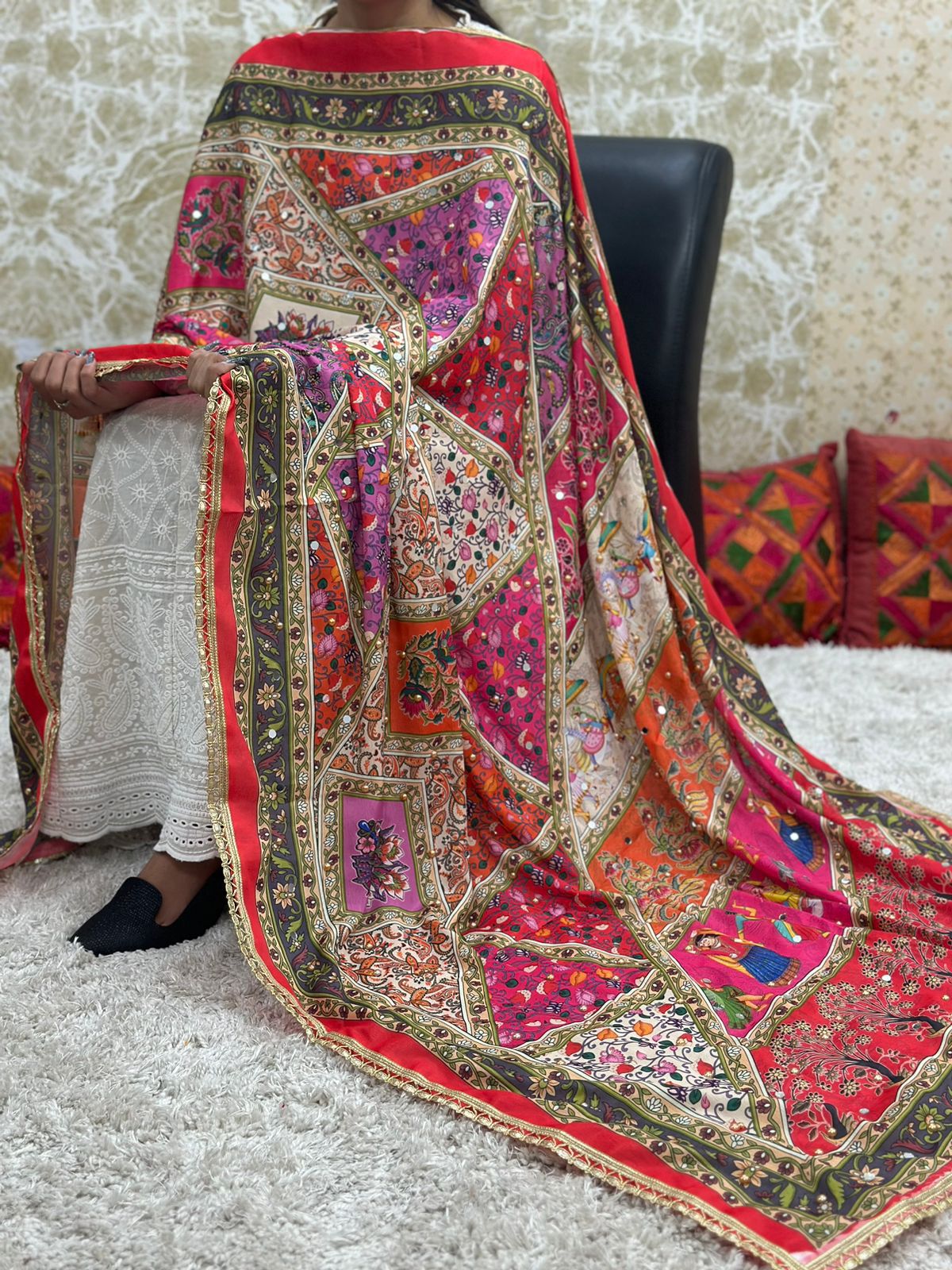 Beautiful Designer Semi-Chinon Pakistani Duppata Only