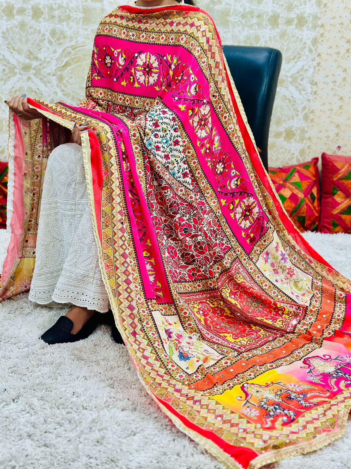 Beautiful Designer Semi-Chinon Pakistani Duppata Only