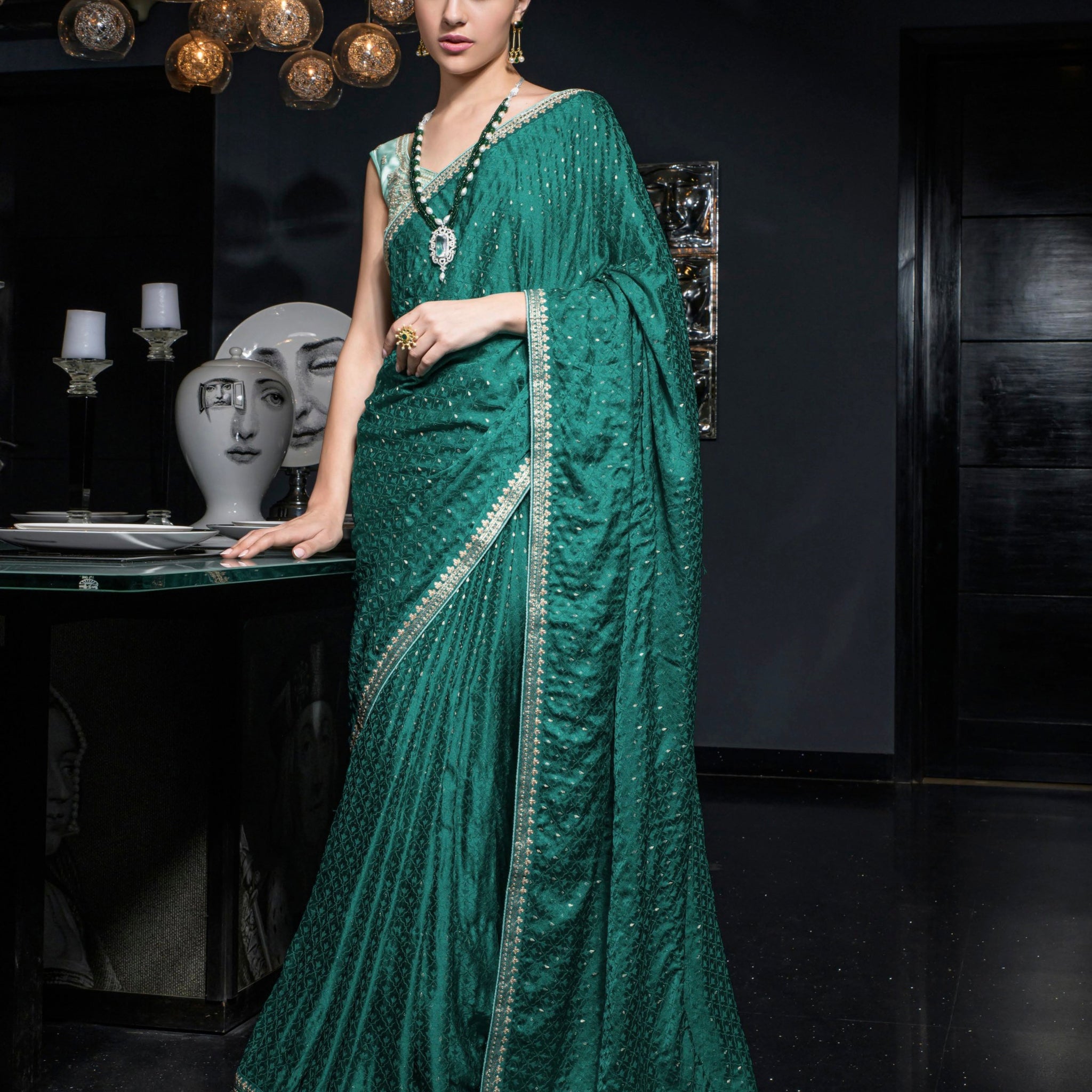 Designer Occasion Wear Latest Viscose Satin Saree