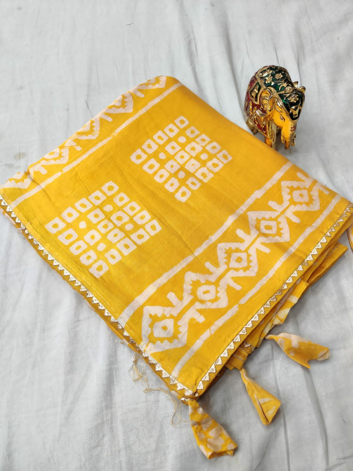 Beautiful Designer Soft Batik Print Chanderi Silk Saree