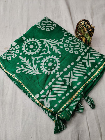 Beautiful Designer Soft Batik Print Chanderi Silk Saree