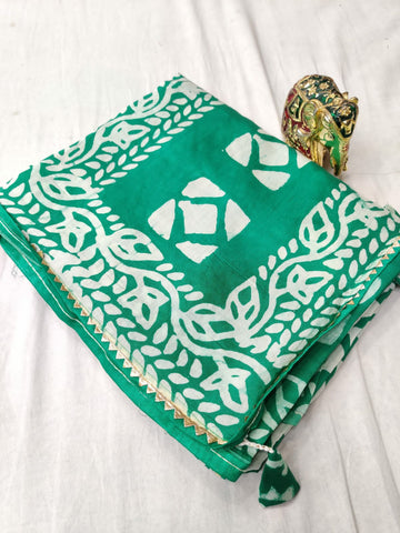 Beautiful Designer Soft Batik Print Chanderi Silk Saree