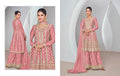 Pink Chinnon Silk Palazzo Suit with Embroidered Dupatta