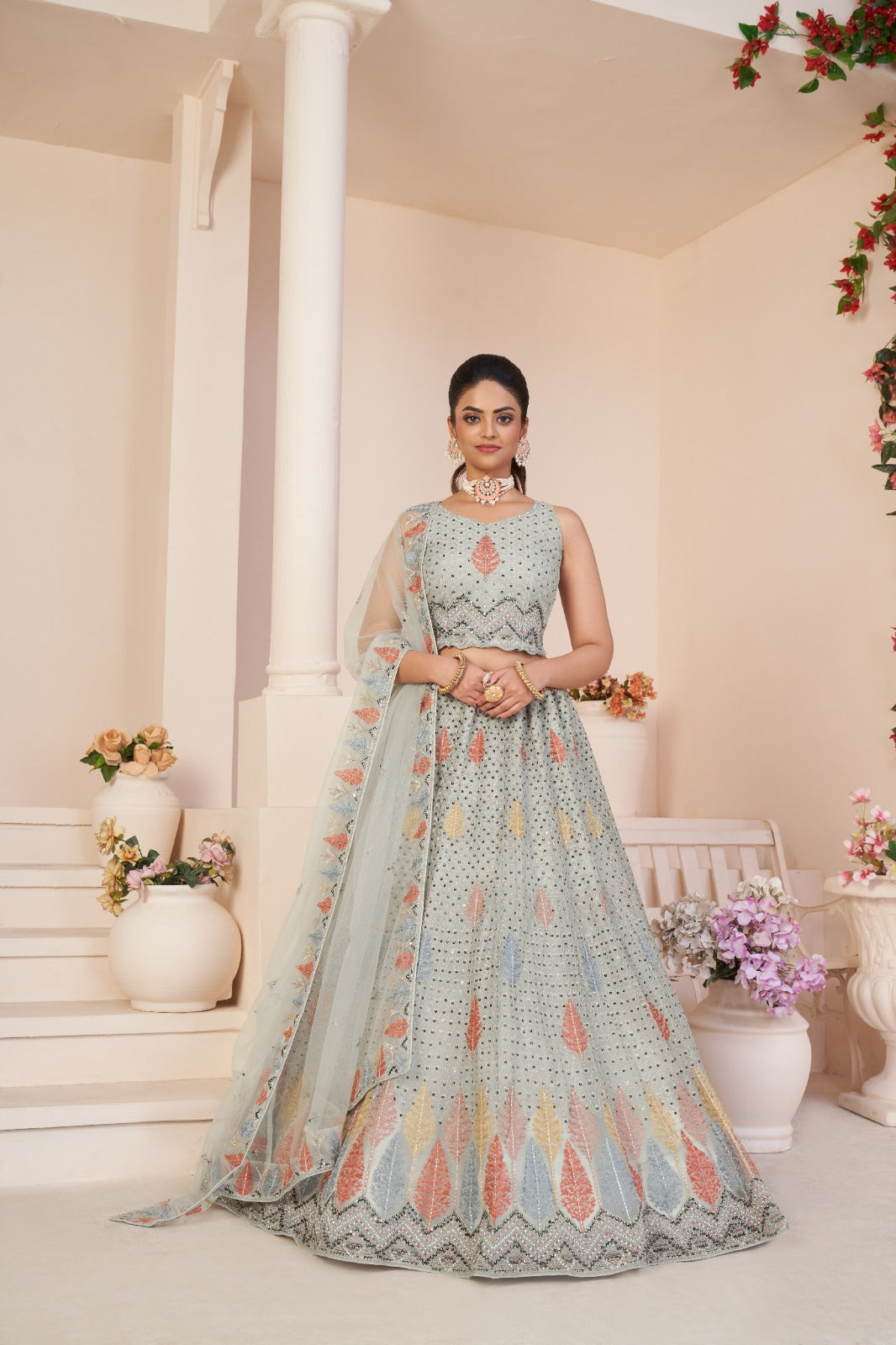 Party wear net lehenga choli best sale