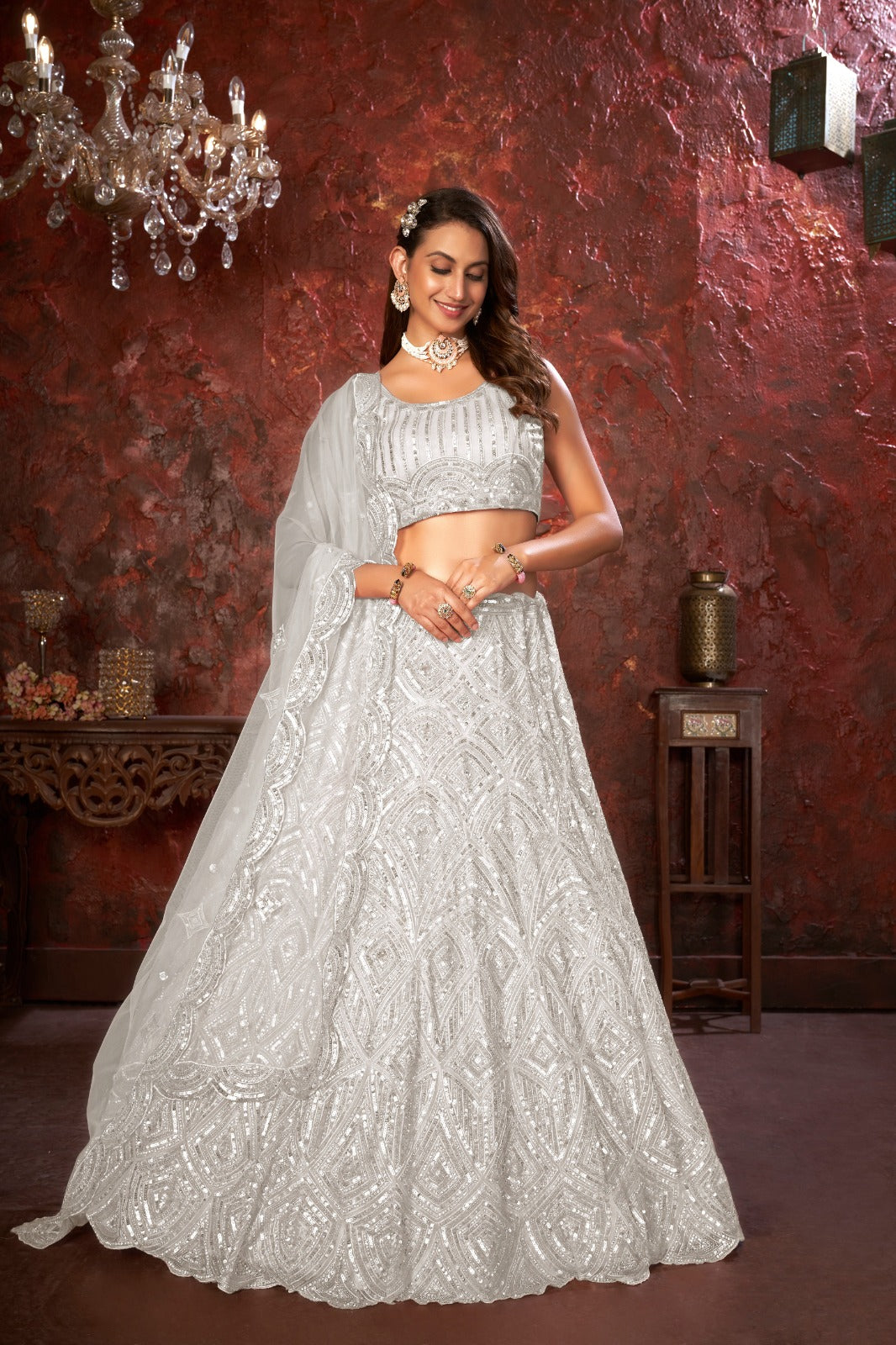 Beautiful White lehenga top Choli For Women,Indian Designer Ready to Partywear Lehenga choli, Soft Net with embroidery lehenga Choli