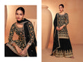 Black Embroidered Sharara Suit with Real Chinon Dupatta