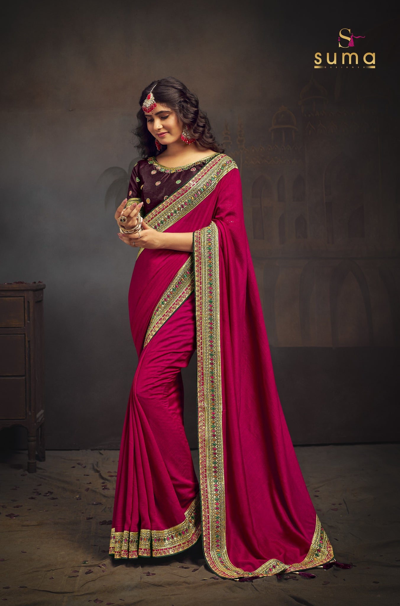 Beautiful Designer Suma Miransh Vichitra Silk Saree