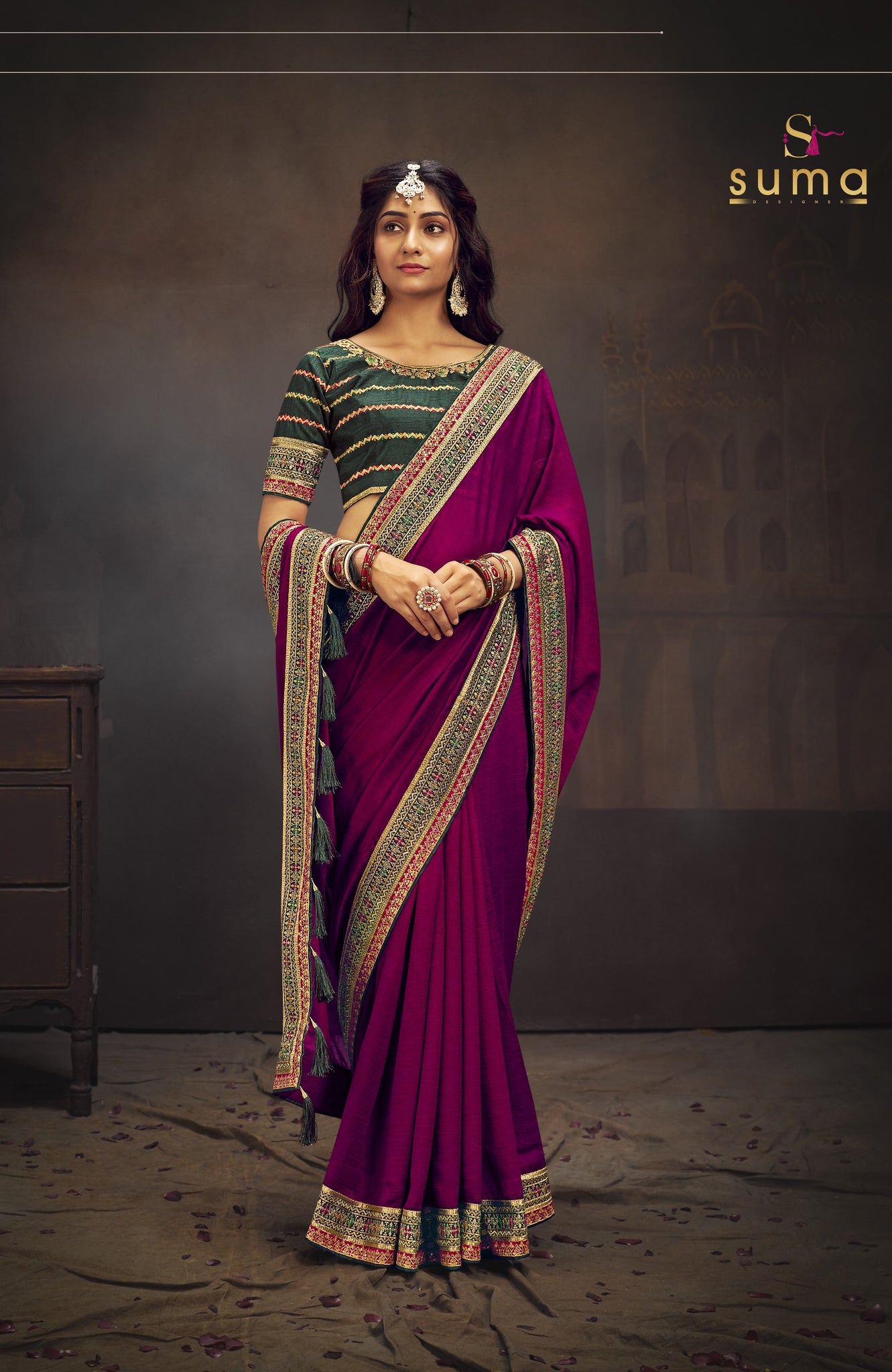 Beautiful Designer Suma Miransh Vichitra Silk Saree