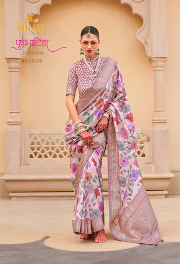 Beautiful Designer Pushpavatika Soft Pv Silk Floral Print Saree