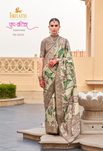 Beautiful Designer Pushpavatika Soft Pv Silk Floral Print Saree