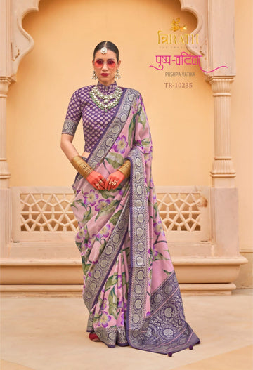 Beautiful Designer Pushpavatika Soft Pv Silk Floral Print Saree